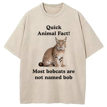 Personality fashion Fun  Fact Bobcat Washed T-Shirt