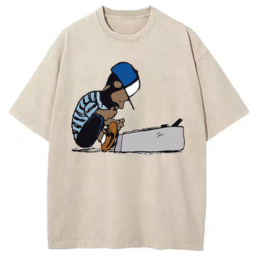 Personality fashion Music Design Washed T-Shirt