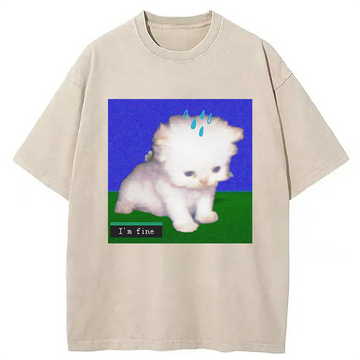 Personality fashion I'm Fine Washed T-Shirt