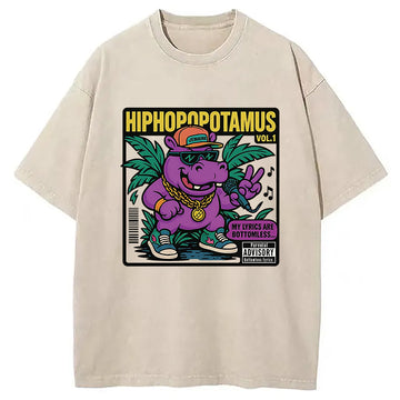 Personality fashion Hiphopopotamus Washed T-Shirt