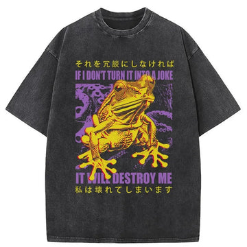 Personality fashion A Frog Prone To Emotional Breakdown Washed T-Shirt