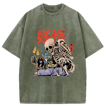 Personality fashion The Yokai Club Washed T-Shirt