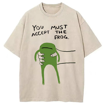 Personality fashion Give You Frog Washed T-Shirt