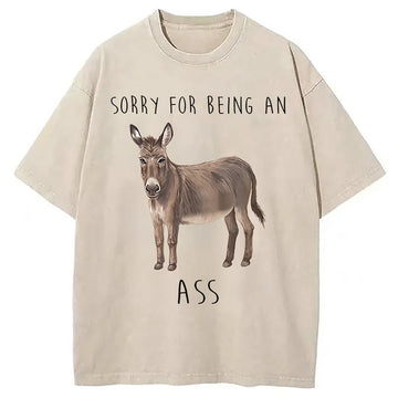 Personality fashion Funny Donkey Meme Washed T-Shirt