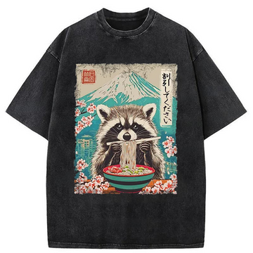 Personality fashion Please Give Raccoon A Discount Washed T-Shirt
