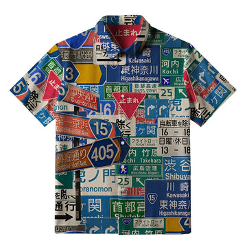 Personality fashion  Japanese Urban Navigation Aloha Hawaiian Shirt