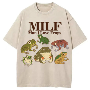 Personality fashion I Love Frogs Washed T-Shirt