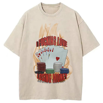 Personality fashion I Love Losing Money Washed T-Shirt