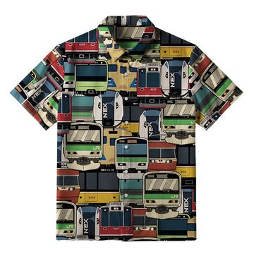 Personality fashion  Japanese Trains Button-up Shirt