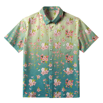 Personality fashion  Sakura Blossom Waves Button-up Shirt