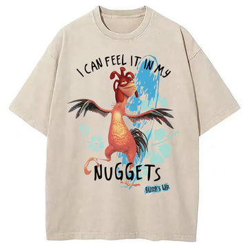 Personality fashion I Can Feel It In My Nuggets Chicken Washed T-Shirt