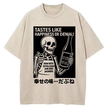 Personality fashion Taste Of Happiness Funny Washed T-Shirt