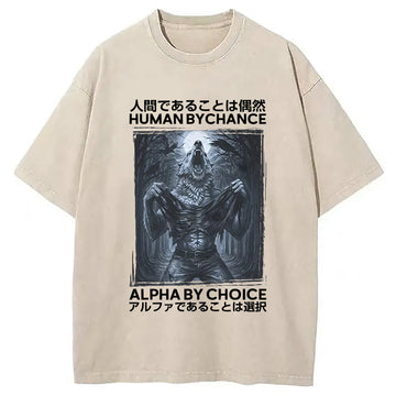 Personality fashion Howling Wolf Washed T-Shirt