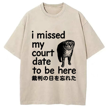 Personality fashion Funny Forgetful Cat Washed T-Shirt