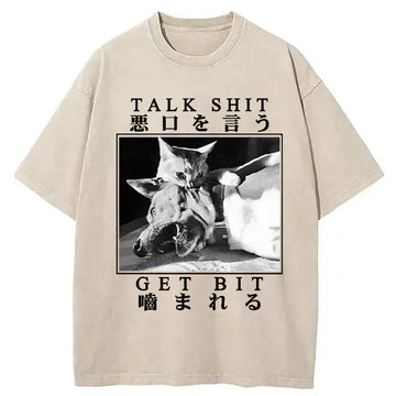 Personality fashion Talk Shit Get Bit Washed T-Shirt