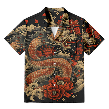 Personality fashionVintage Japanese Art Dragon Hawaiian Shirt