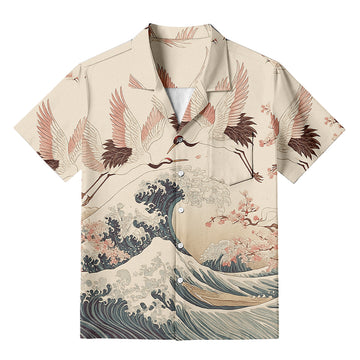 Personality fashionCranes Dancing On The Waves Aloha Hawaiian Shirt