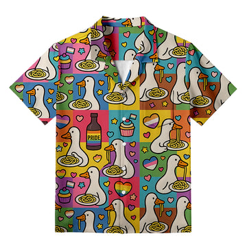 Personality fashionPride japanese Goose Eat Spaghetti Aloha Hawaiian Shirt