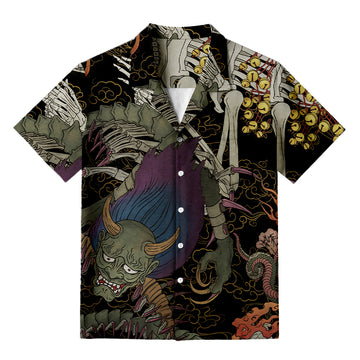 Personality fashionJapanese Yokai And Skeletons Aloha Hawaiian Shirt