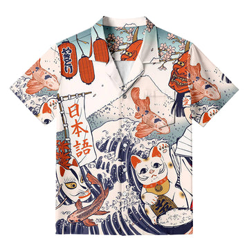 Personality fashionMasked Woman And Cat Hawaiian Shirt