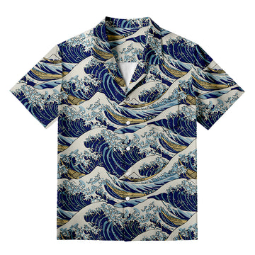 Personality fashionJapanese Great Wave Aloha Hawaiian Shirt