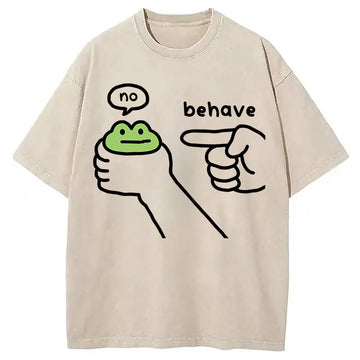 Personality fashion Dishonest Frog Washed T-Shirt