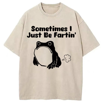 Personality fashion Farting Frog Washed T-Shirt