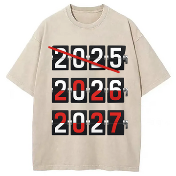 Personality fashion 2026 New Year Washed T-Shirt