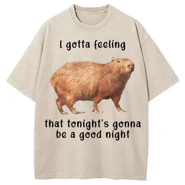 Personality fashion Capybara Gotta Feeling Washed T-Shirt