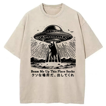 Personality fashion Please Take Me Away Washed T-Shirt