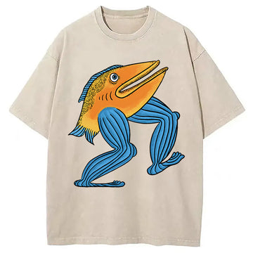 Personality fashion Leg Fish Washed T-Shirt