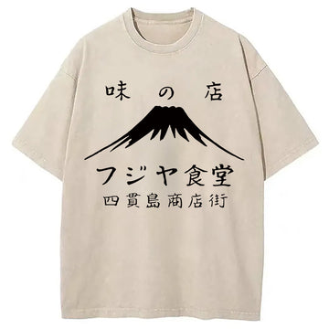 Personality fashion Fuji Japanese Washed T-Shirt