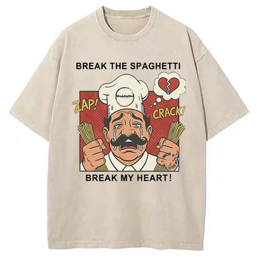 Personality fashion The Spaghetti Snap Washed T-Shirt