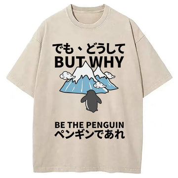 Personality fashion But Why Nihilist Penguin Japanese Washed T-Shirt