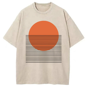 Personality fashion Retro Sunset Washed T-Shirt