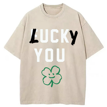 Personality fashion Lucky You Washed T-Shirt