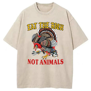 Personality fashion Eat the Rich Not Animals Washed T-Shirt