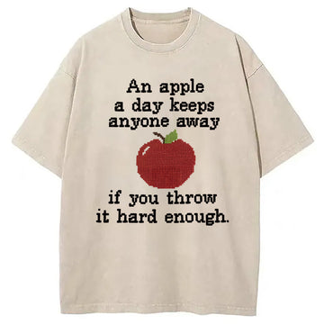 Personality fashion An Apple A Day Washed T-Shirt