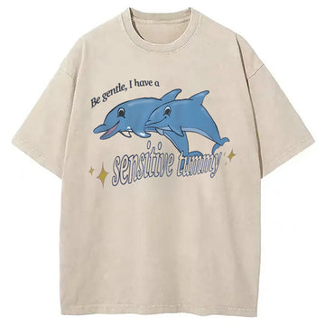 Personality fashion Be Gentle I Have A Sensitive Tummy Washed T-Shirt
