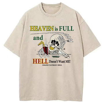 Personality fashion Heaven Is Full Washed T-Shirt