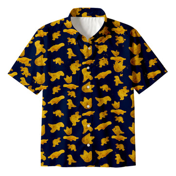 Personality fashionDinosaur Chicken Nuggets Button Up Pocket Shirt