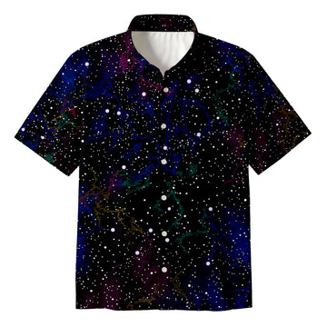 Personality fashionNebula Outer Space Button Up Pocket Shirt