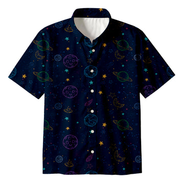 Personality fashionSpace Doodles Button Up Pocket Shirt