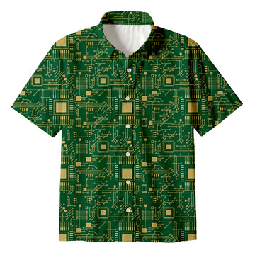 Personality fashionTechnology Sense Circuit Board Button Up Pocket Shirt