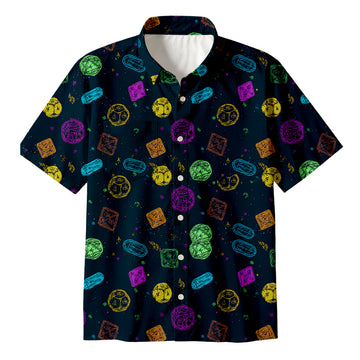 Personality fashionColorful DND Dice RPG Button Up Pocket Shirt