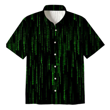 Personality fashionFollow the White Rabbit Black Green Design Art Button Up Pocket Shirt