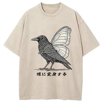 Personality fashion Pretend To Be A Butterfly Washed T-Shirt