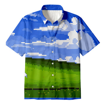 Personality fashionWin XP Wallpaper Pixel Button Up Pocket Shirt