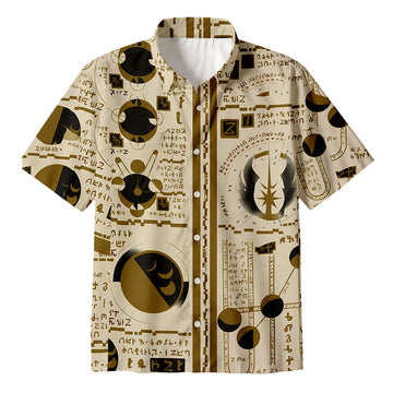 Personality fashionSacred Jedi Text Button Up Pocket Shirt
