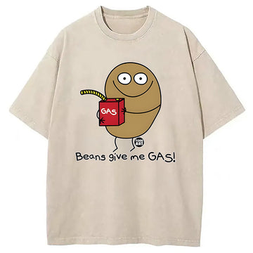Personality fashion Beans Give Me Gas Washed T-Shirt